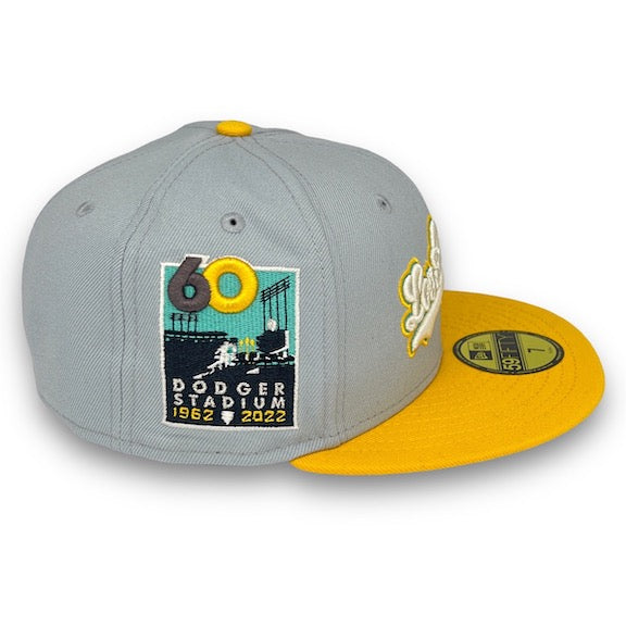 Los Angeles Dodgers 60th 59FIFTY New Era Snow Grey & G Yellow Fitted Hat S Grey UV