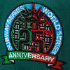 Embroidered patch celebrating Subway Series World Series 25th Anniversary on a green background