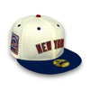 Mets 25th Anni. 59FIFTY New Era Off White & SB Blue Fitted Hat Green Bottom
