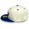 Mets 25th Anni. 59FIFTY New Era Off White & SB Blue Fitted Hat Green Bottom