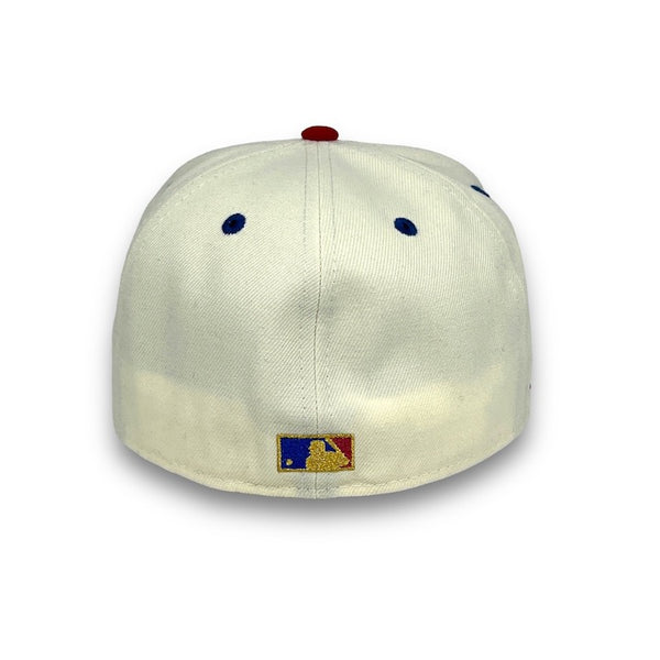 Mets 25th Anni. 59FIFTY New Era Off White & SB Blue Fitted Hat Green Bottom