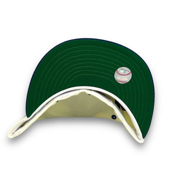 Mets 25th Anni. 59FIFTY New Era Off White & SB Blue Fitted Hat Green Bottom