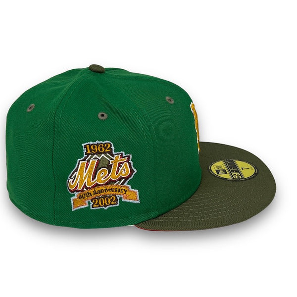Mets 40th Anni. 59FIFTY New Era Green & Olive Fitted Hat Red Bottom