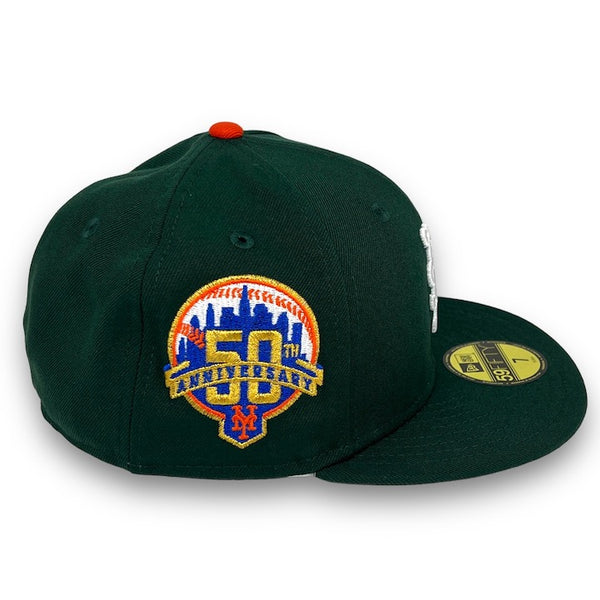 Mets 50th Anni. 59FIFTY New Era Dk Green Fitted Hat Silver Bottom