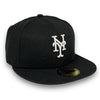 Mets Basic 59FIFTY New Era Black Fitted Hat Gray Bottom