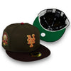Mets Shea Stadium 59FIFTY New Era Walnut & Burnt Wood Fitted Hat Green Bottom