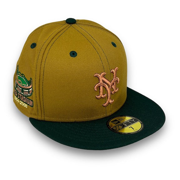 Mets Stadium 59FIFTY New Era O Gold & D Green Fitted Hat Kelly Bottom