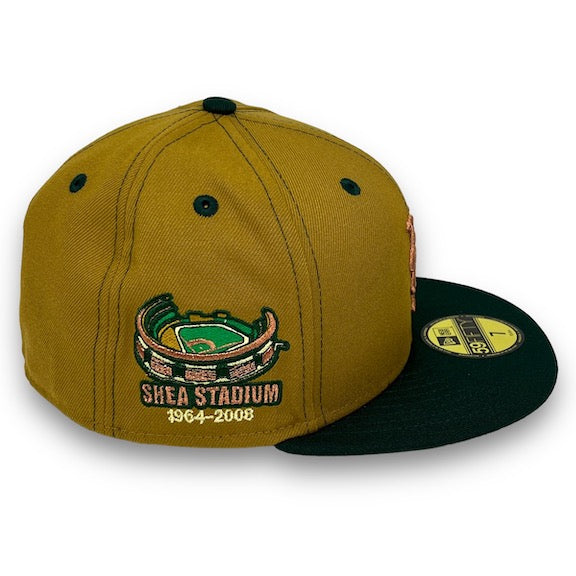 Mets Stadium 59FIFTY New Era O Gold & D Green Fitted Hat Kelly Bottom