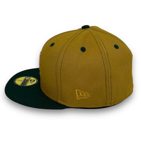 Mets Stadium 59FIFTY New Era O Gold & D Green Fitted Hat Kelly Bottom