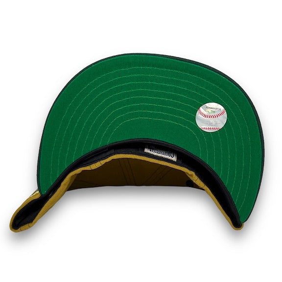 Mets Stadium 59FIFTY New Era O Gold & D Green Fitted Hat Kelly Bottom