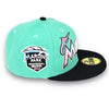 Miami Marlins 12 IS New Era 59FIFTY Mint & Black Hat Pink Botton