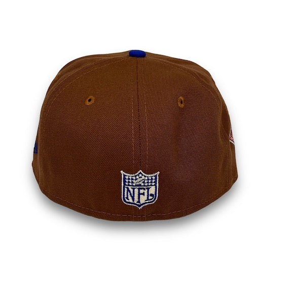 NY Giants 75th Anni. 59FIFTY New Era Brown & Blue Fitted Hat – USA