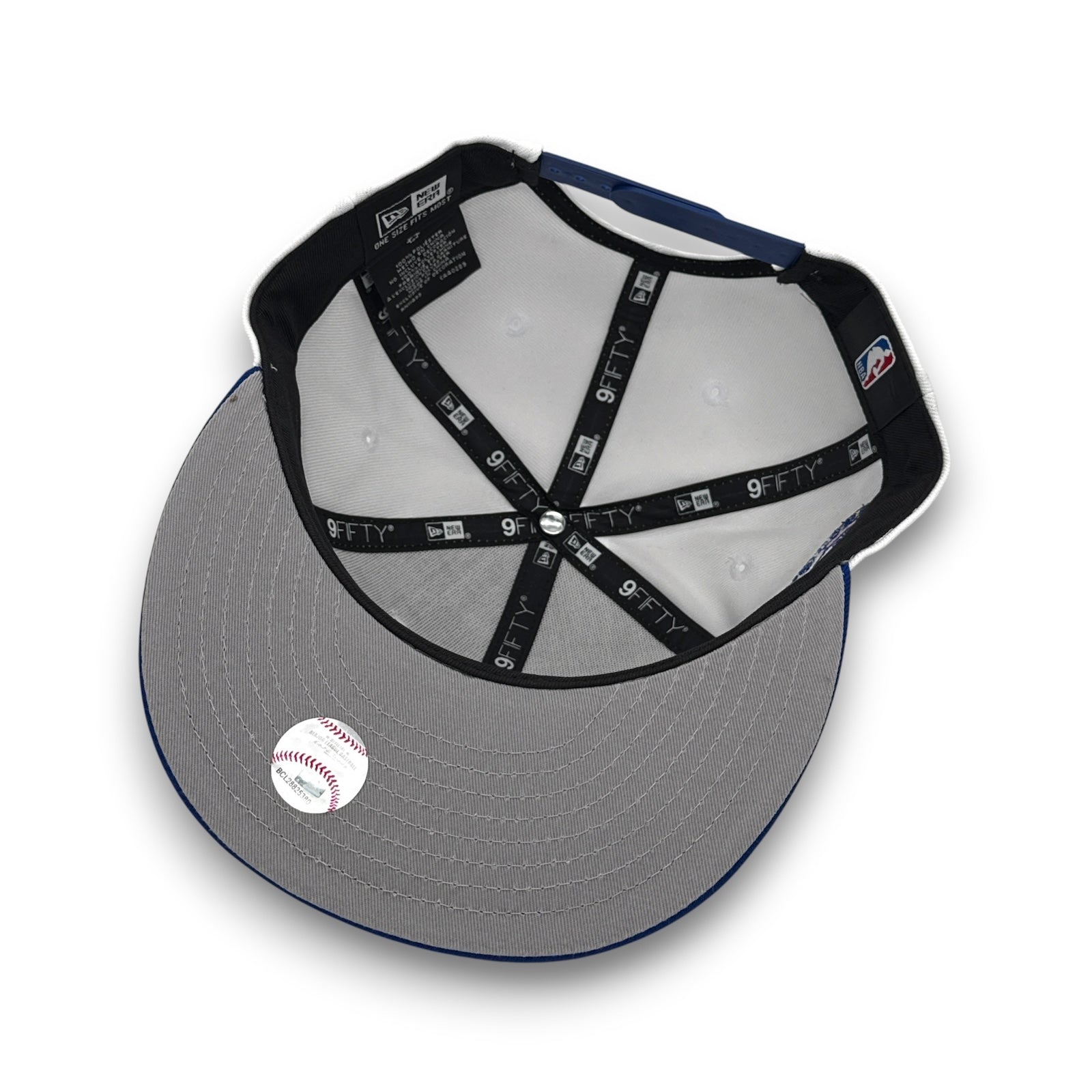Gray baseball cap with black brim and '9FIFTY' logo on a white background