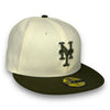 NY Mets Basic 59FIFTY New Era Chrome & Olive Green Hat