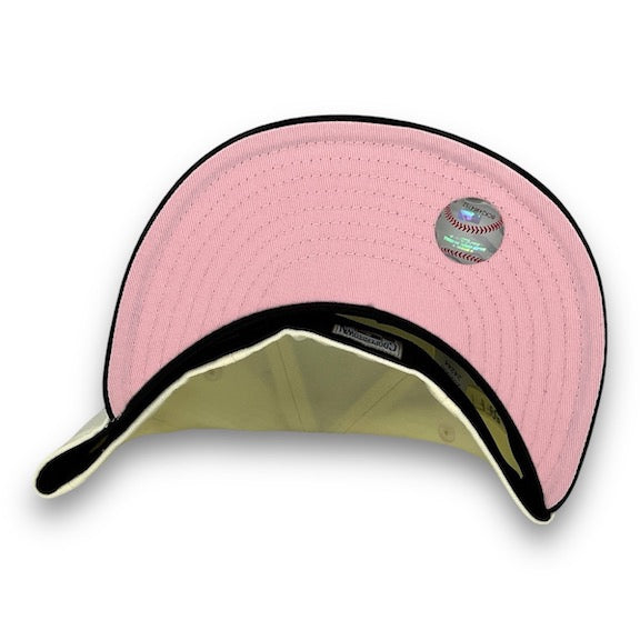 NY Yankees 42ASG 59FIFTY New Era Off White & Black Hat Pink UV