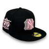 NY Yankees 75 59FIFTY Fitted Black Hat Pink UV