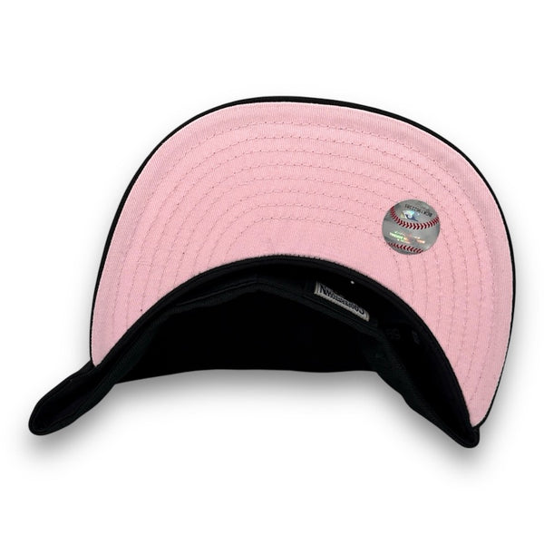 NY Yankees 75 59FIFTY Fitted Black Hat Pink UV