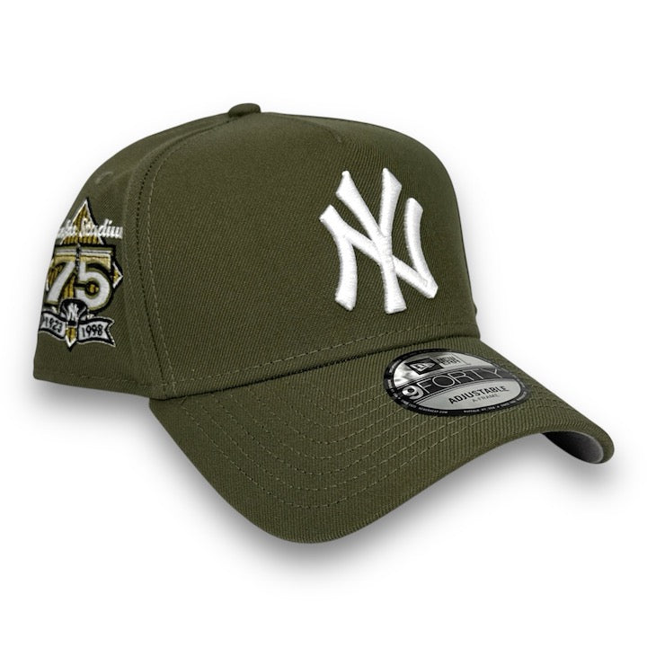 NY Yankees 75th New Era 9FORTY AF Olive Green Snapback Hat