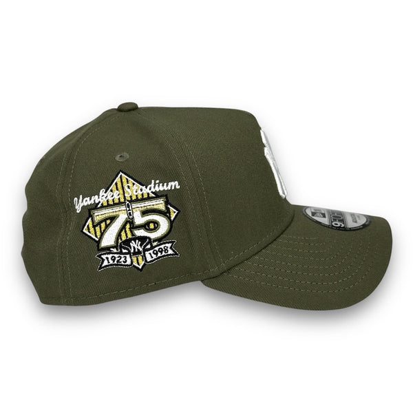 NY Yankees 75th New Era 9FORTY AF Olive Green Snapback Hat