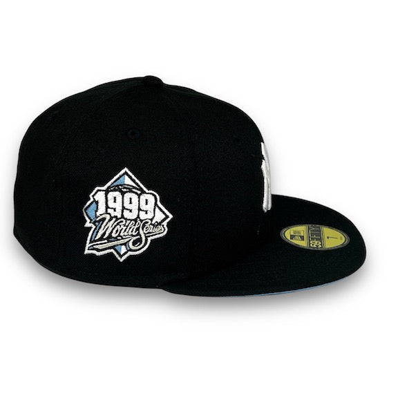 NY Yankees 99 WS 59FIFTY New Era Black Hat Sky Blue Bottom