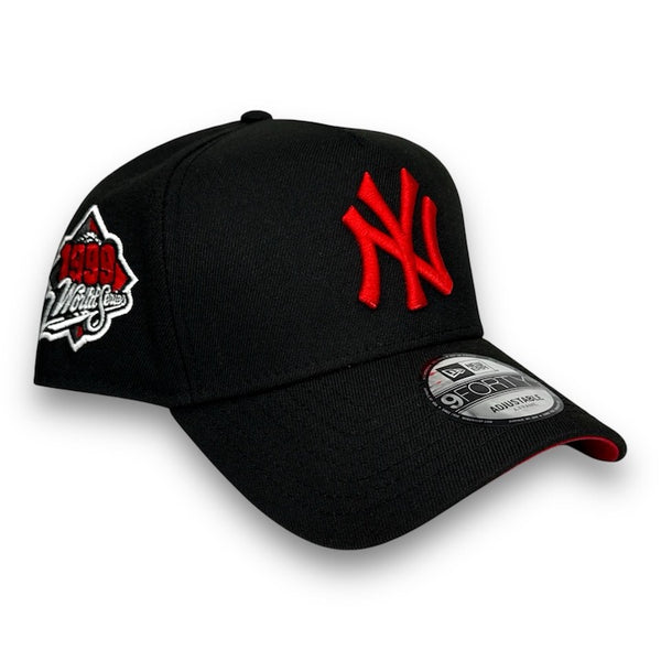 NY Yankees 99 WS New Era 9FORTY AF Black Snapback Hat Red UV