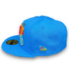 Nets Retro 59FIFTY New Era Blue Reef Fitted Hat Deep Pink Bottom