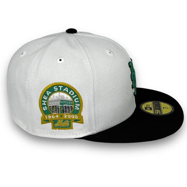 New York Mets 59FIFTY New Era White & Black Fitted Hat Snow Grey Bottom