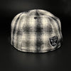 Oakland Raiders 59FIFTY New Era B/W Plaid & Black Fleece Fitted Hat Grey Bottom
