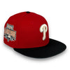 Phillies 59FIFTY New Era Red & Satin Black Hat Sky Blue UV