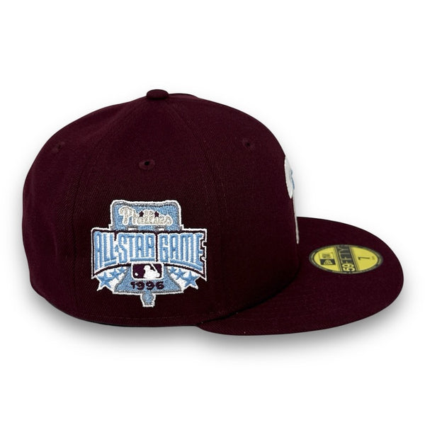 Phillies 96 ASG 59FIFTY Fitted Burgundy Hat Sky Blue UV