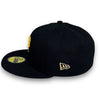 Pirates Laurel Side Patch 59FIFTY New Era Black Fitted Hat C Green Bottom