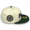 Pirates Stadium 59FIFTY New Era Off White & C. Green Fitted Hat Wheat Bottom
