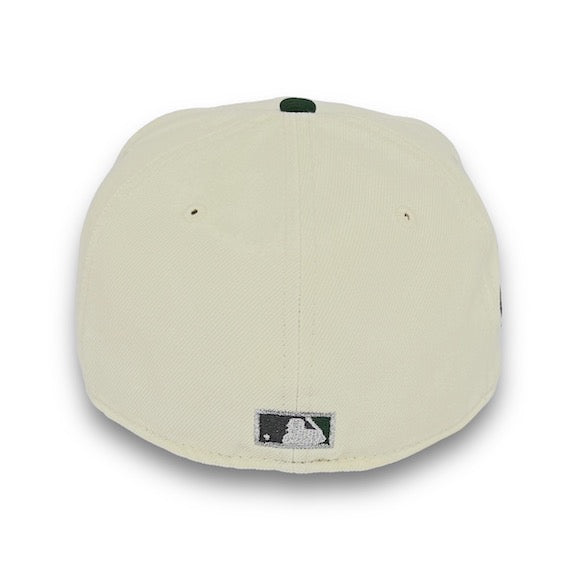 Pirates Stadium 59FIFTY New Era Off White & C. Green Fitted Hat Wheat Bottom