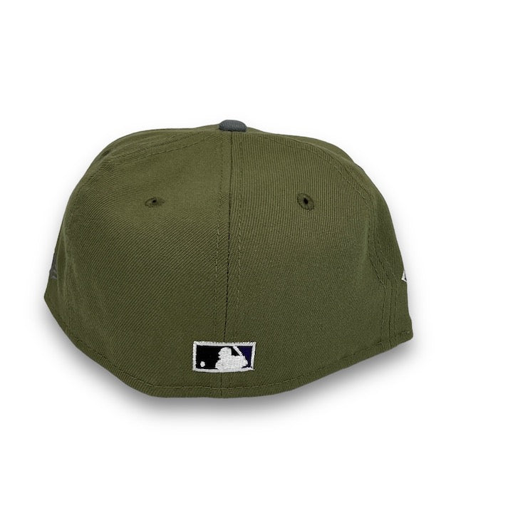 Rangers Stadium 59FIFTY New Era Green Bark & Storm Gray Fitted Hat Gray Bottom