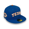 Rangers Stadium 59FIFTY New Era R Blue Fitted Hat Grey Bottom