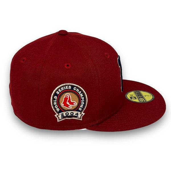Red Sox 04 WS 59FIFTY New Era H Red Fitted Hat Green Bottom
