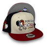 Roosters 9FIFTY New Era  Stone & H red Trucker Snapback Hat Gray Bottom
