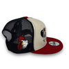 Roosters 9FIFTY New Era  Stone & H red Trucker Snapback Hat Gray Bottom
