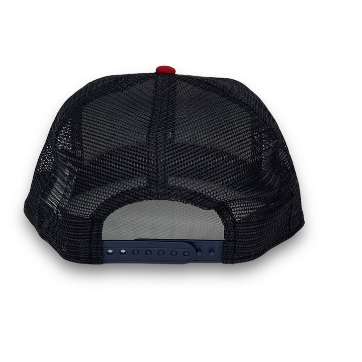 Roosters 9FIFTY New Era  Stone & H red Trucker Snapback Hat Gray Bottom