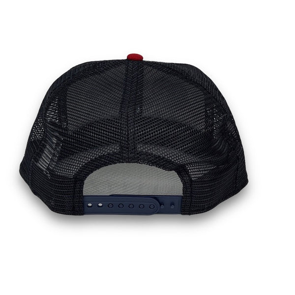 Roosters 9FIFTY New Era  Stone & H red Trucker Snapback Hat Gray Bottom