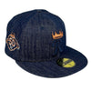 Royals 50th New Era 59FIFTY Denim Fitted Hat Gray Bottom