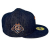 Royals 50th New Era 59FIFTY Denim Fitted Hat Gray Bottom