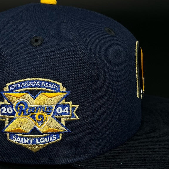 St. Louis Rams 59FIFTY New Era Oceanside & Navy Corduroy Fitted Hat Green Bottom