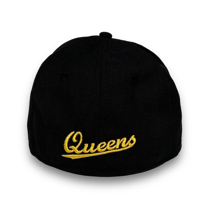 New York Queens 59FIFTY New Era Black Fitted Hat Grey Bottom USA CAP KING