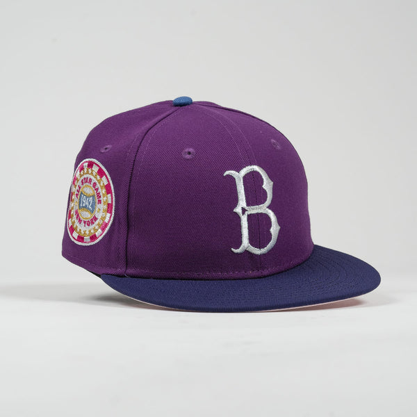 Purple baseball cap with a logo and letter 'B' on a light gray background-The Pirates Brooklyn 42 ASG 59FIFTY Grape New Era Hat