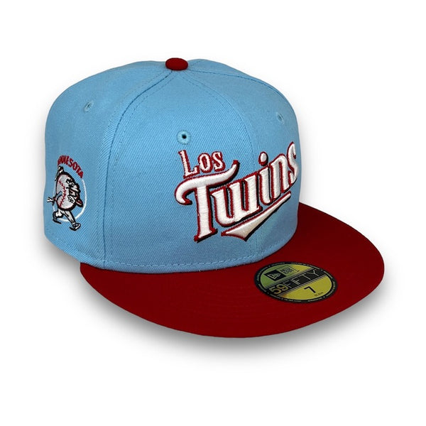 Twins Bomba Squad 59FIFTY New Era Dosc. Blue Bark & Red Fitted Hat Gray Bottom