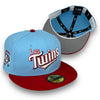 Twins Bomba Squad 59FIFTY New Era Dosc. Blue Bark & Red Fitted Hat Gray Bottom