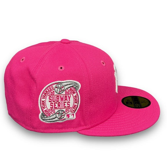 Yankees 00 SS 59FIFTY New Era Beetroot Pink Fitted Hat Grey Bottom