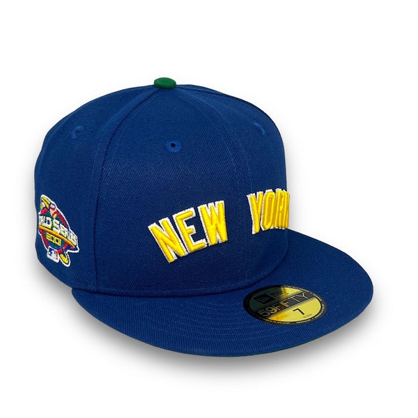 Yankees 01 WS 59FIFTY New Era SB Blue Fitted Hat Green Bottom
