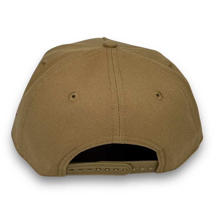 Yankees 50WS New Era 9FORTY AF Khaki Snapback Hat Purple UV